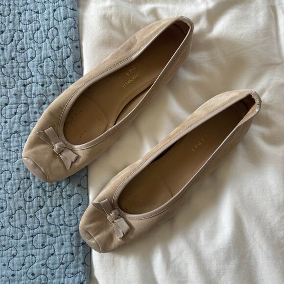 Jennifer Tattanelli Beige Tan Ballet Flats with Leather Toe and Bow Size 37 - Picture 4 of 11